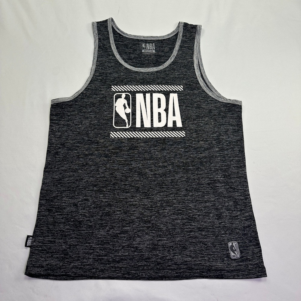 NBA‎ Basketball Tank Top Gray Space Dye Logo Graphic Sleeveless Athleisure Hoops